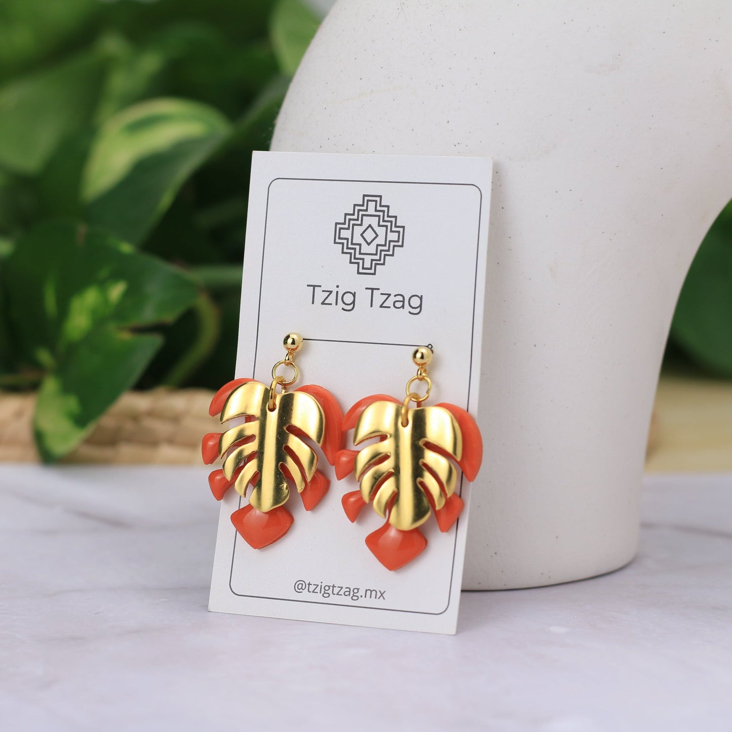 Aretes Artemisa - Tzig Tzag Joyería -Color Naranja