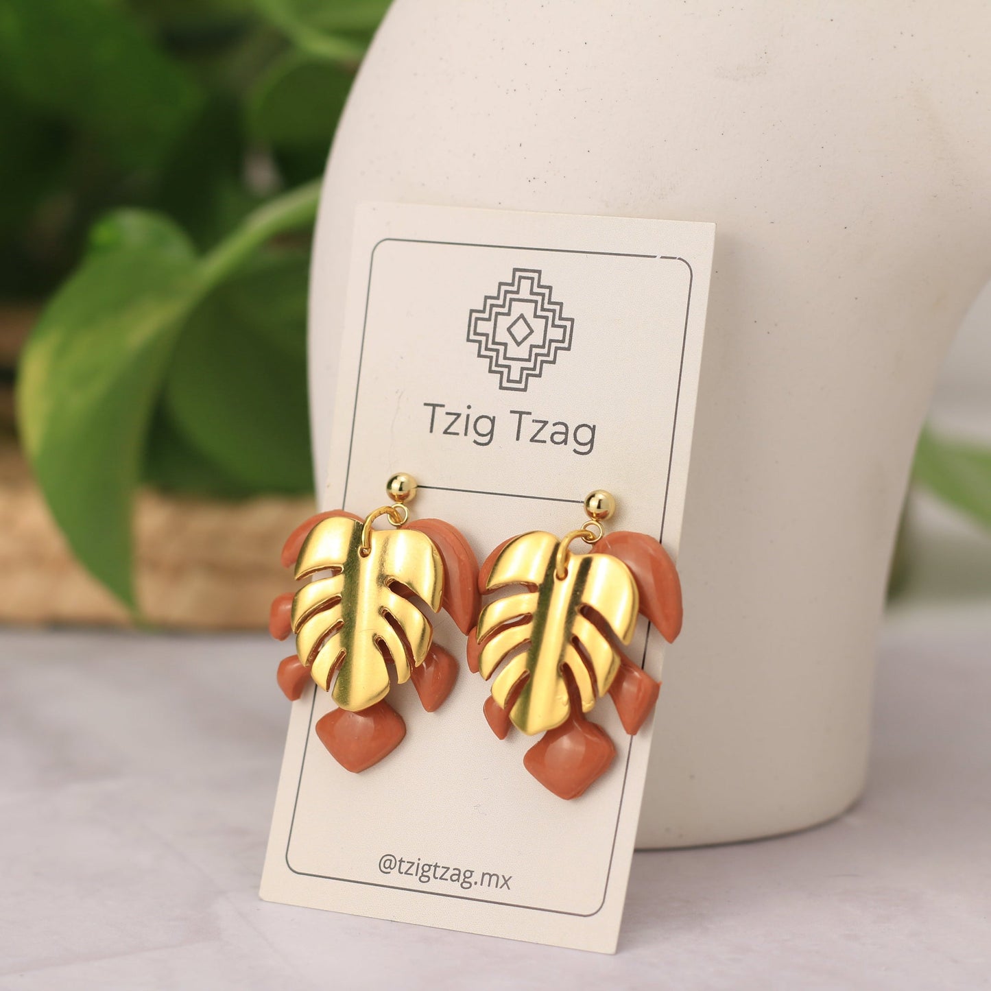 Aretes Artemisa - Tzig Tzag Joyería -Color Terracota