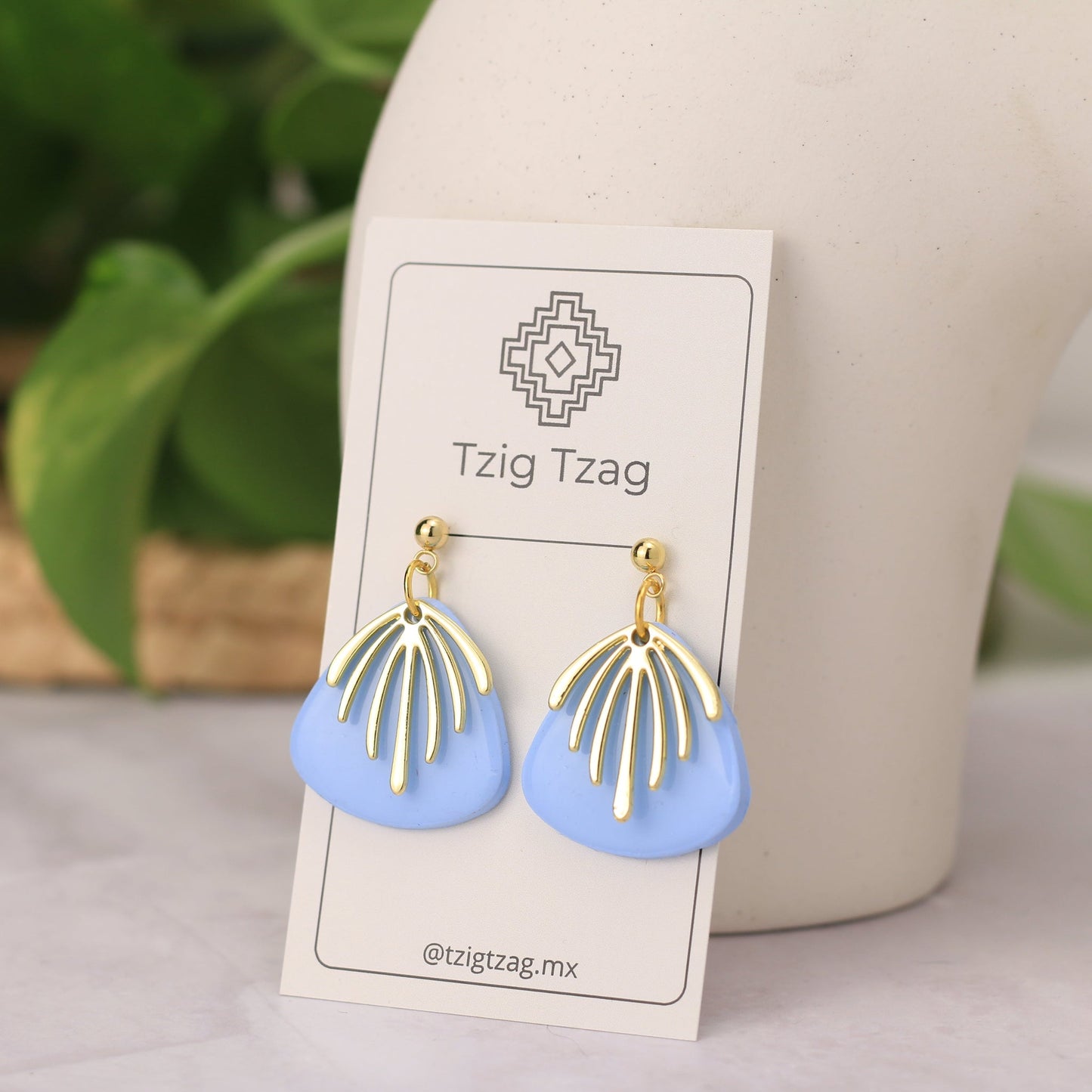 Aretes Chaac - Tzig Tzag Joyería - color Azul Cielo
