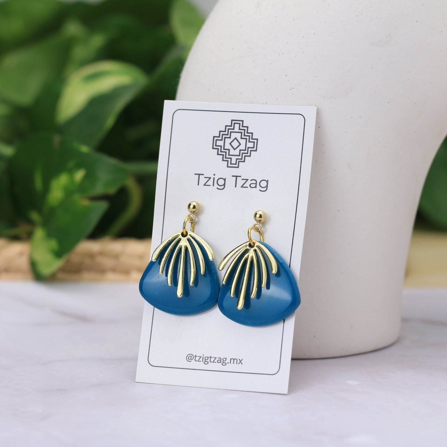 Aretes Chaac - Tzig Tzag Joyería - color Turquesa