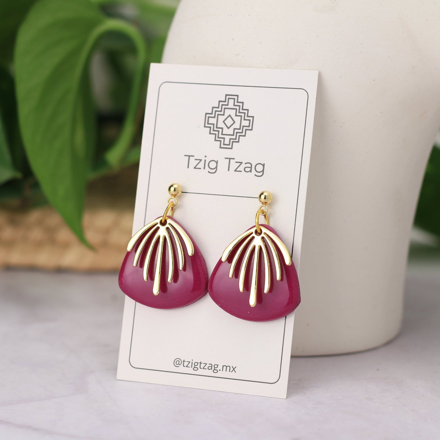 Aretes Chaac - Tzig Tzag Joyería - color Morado
