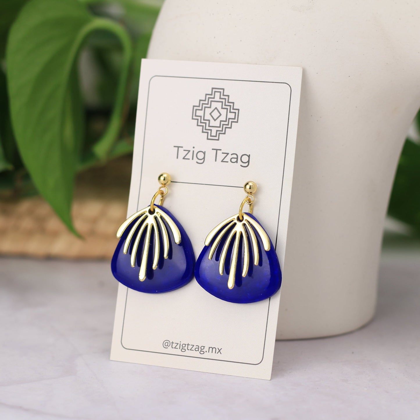 Aretes Chaac - Tzig Tzag Joyería - color Azul