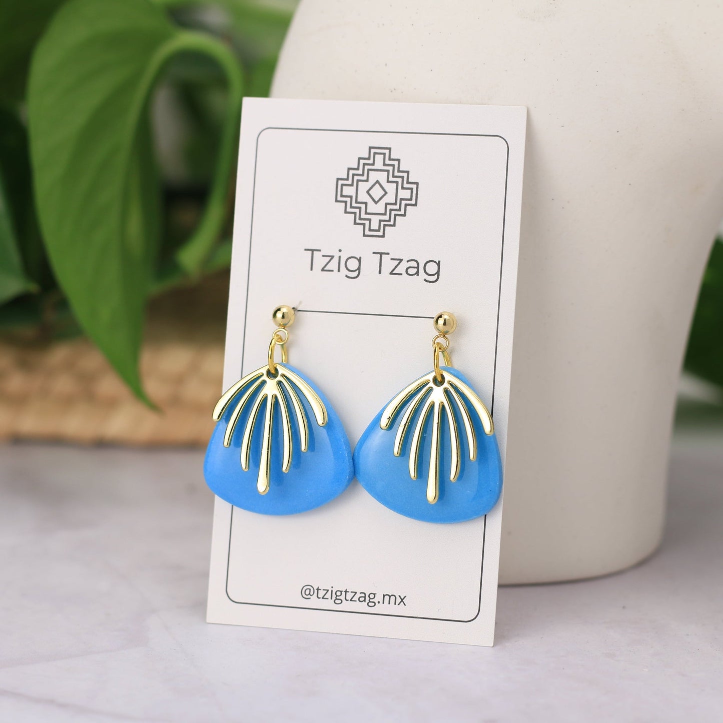 Aretes Chaac - Tzig Tzag Joyería - color Azul Claro