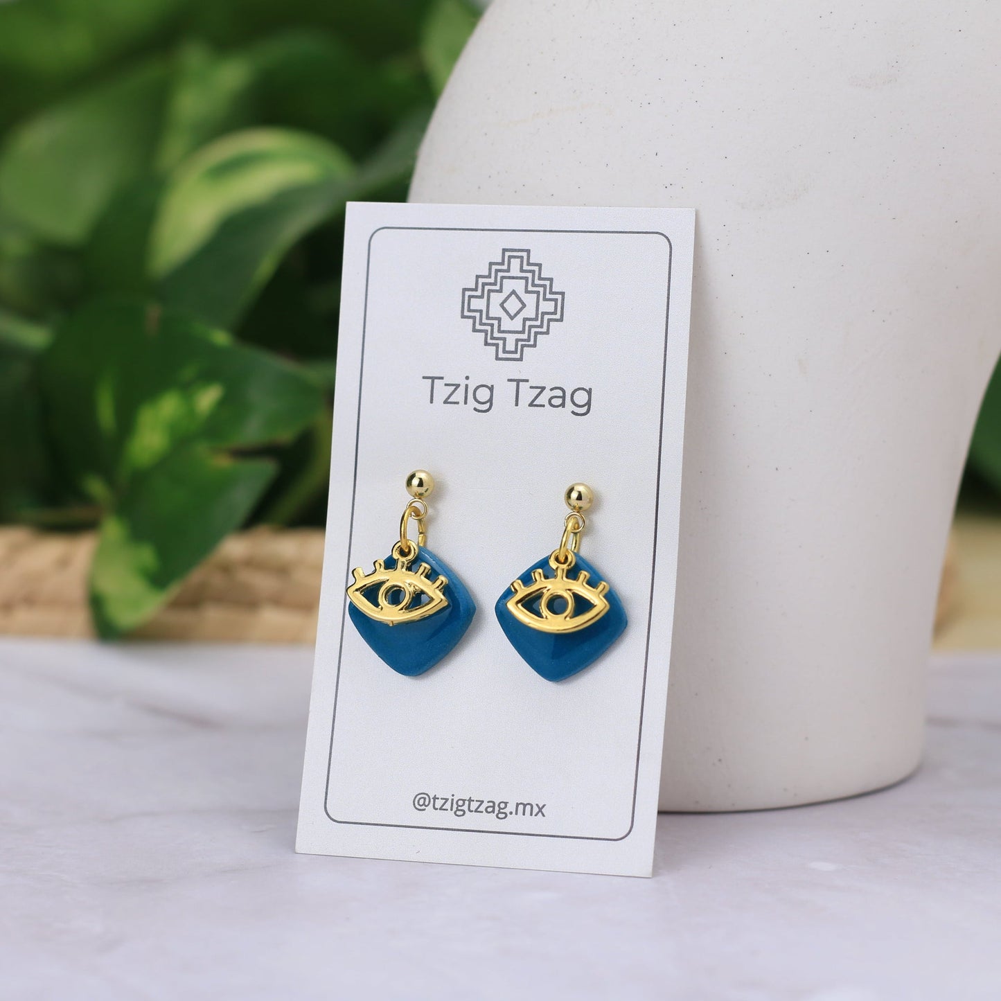 Aretes Isis - Tzig Tzag Joyería -Color Turquesa