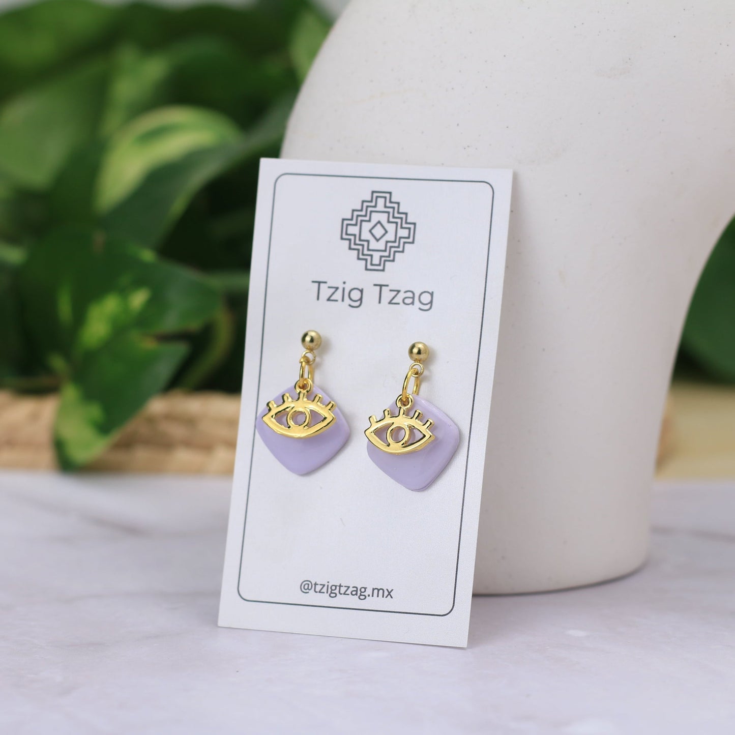 Aretes Isis - Tzig Tzag Joyería -Color Lavanda