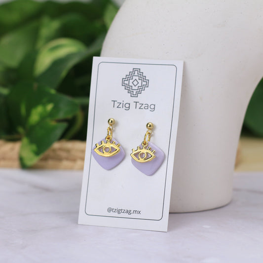 Aretes Isis - Tzig Tzag Joyería -Color Lavanda