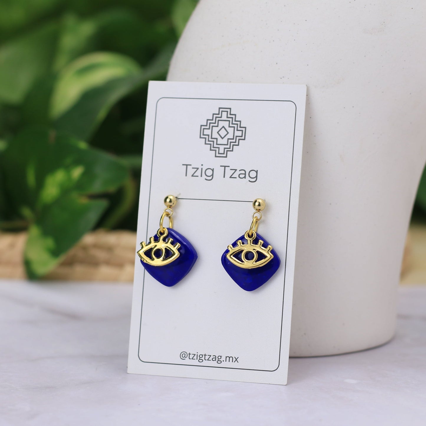 Aretes Isis - Tzig Tzag Joyería -Color Azul