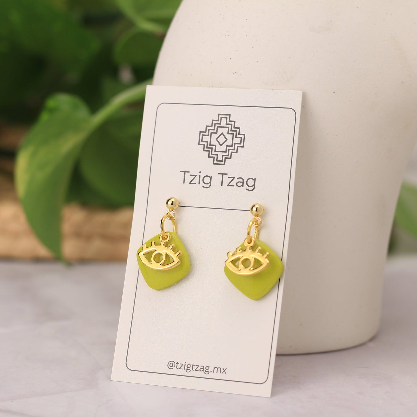 Aretes Isis - Tzig Tzag Joyería -Color Verde