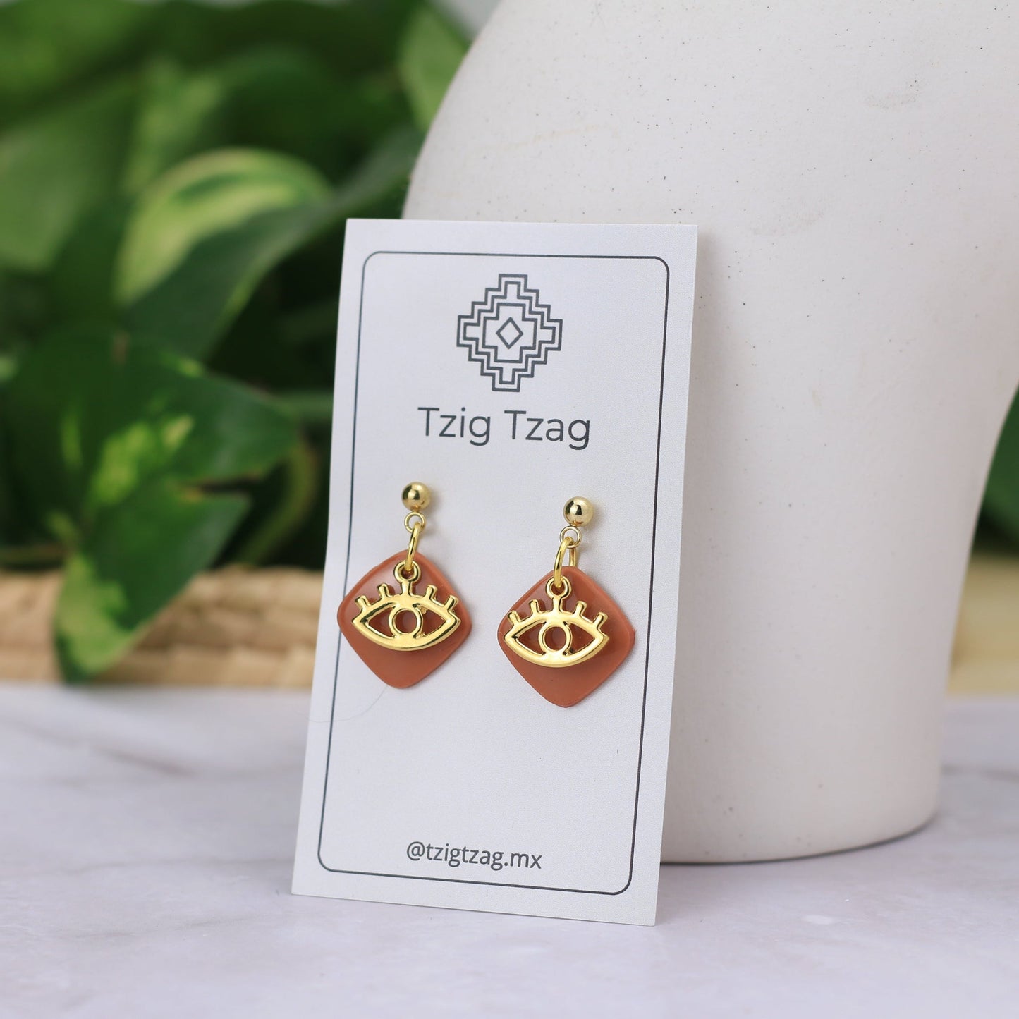 Aretes Isis - Tzig Tzag Joyería -Color Terracota