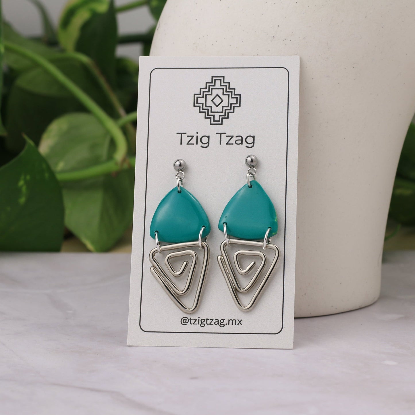 Aretes Jano Plateados - Tzig Tzag Joyería - Color Bosque
