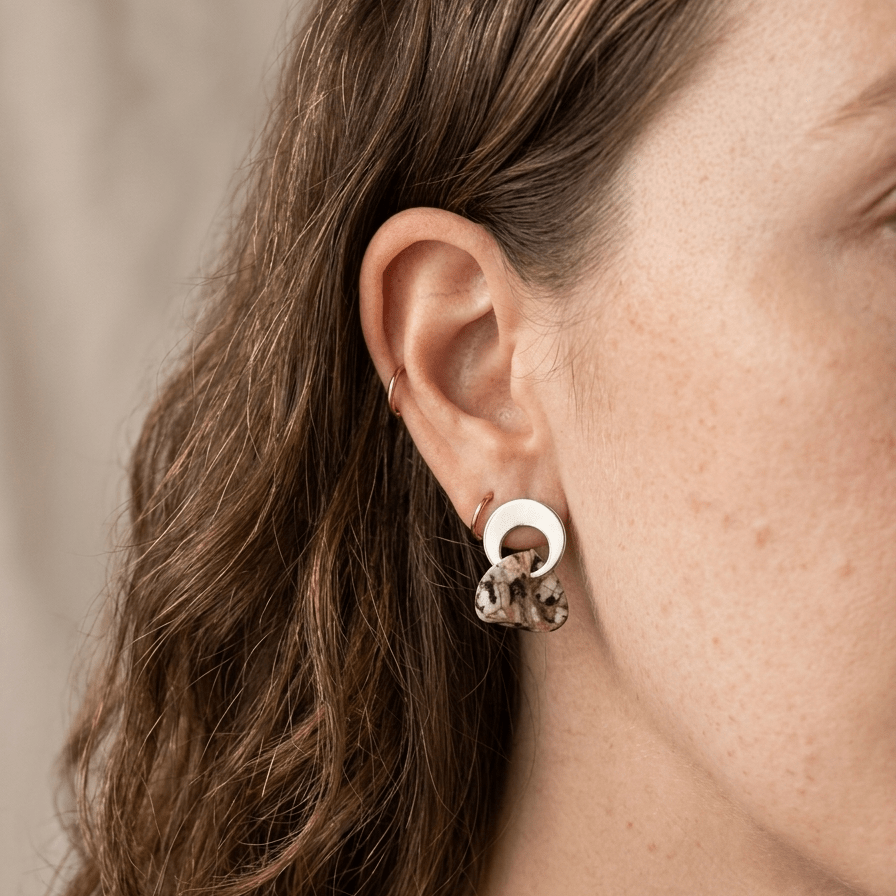 Aretes Kairós - Tzig Tzag Joyería -Plateado