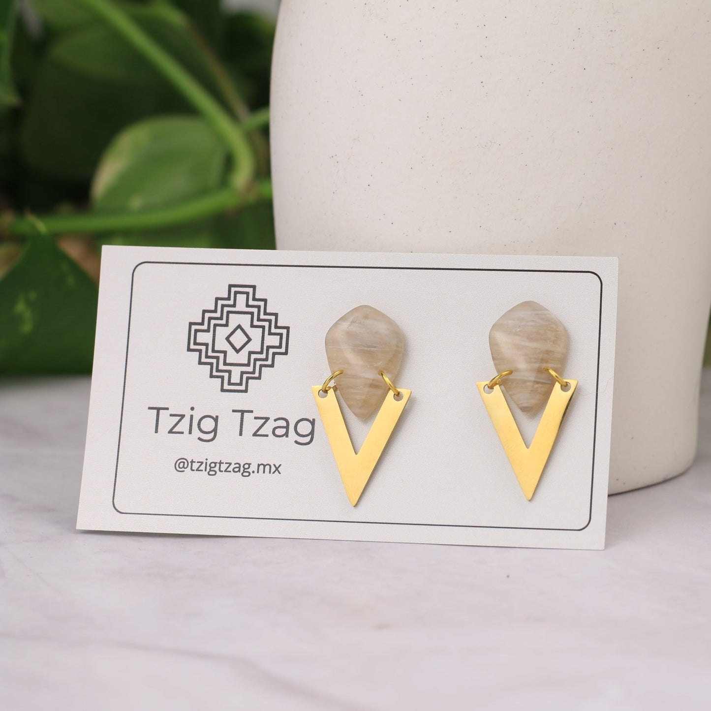 Aretes Tique Dorados - Tzig Tzag Joyería -Dorado
