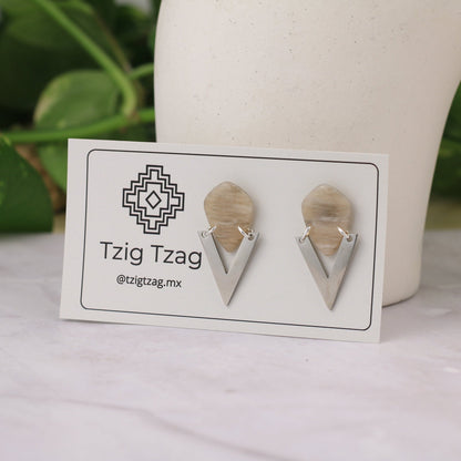 Aretes Tique Dorados - Tzig Tzag Joyería -Plateado
