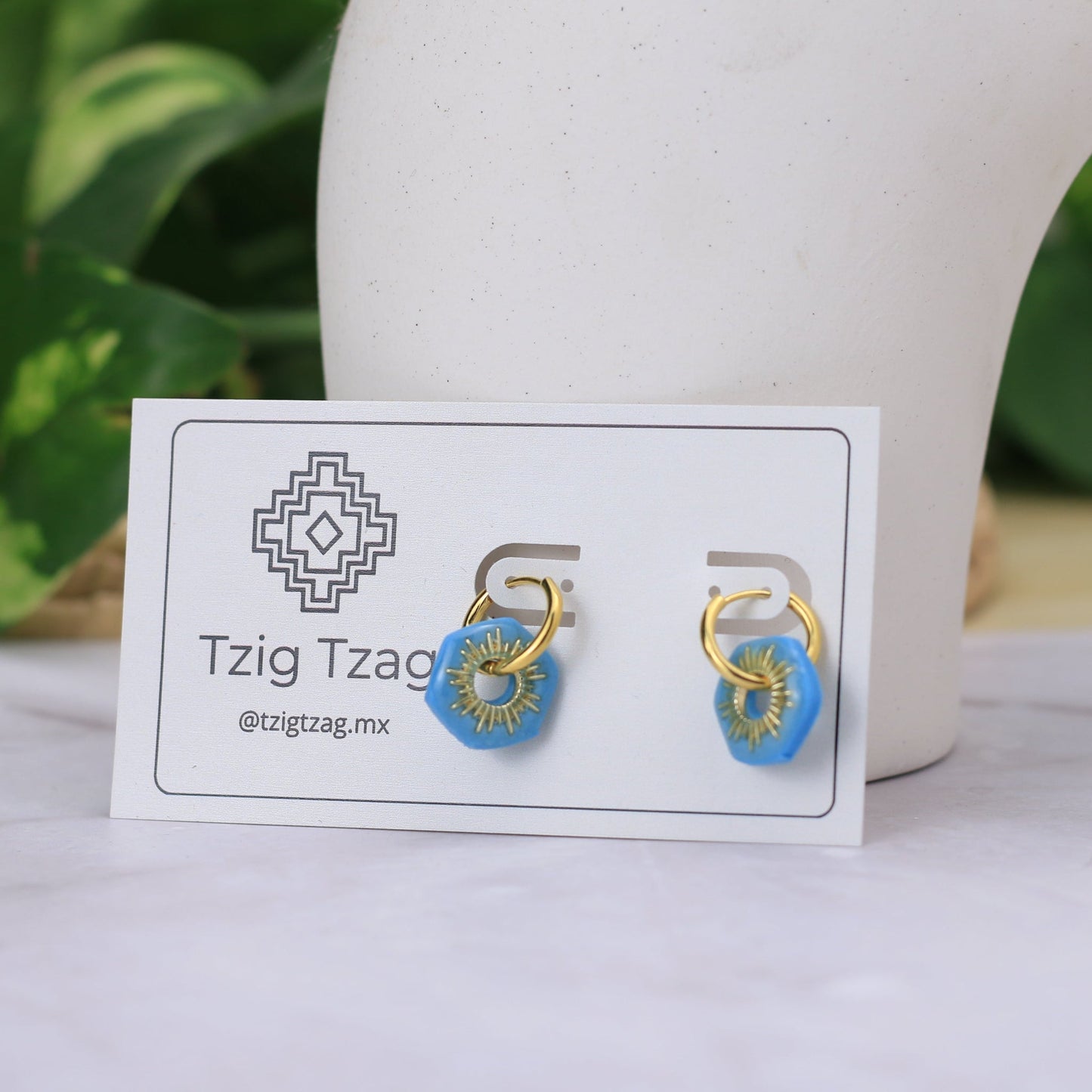 Arracada Apolo - Tzig Tzag Joyería -Color Azul Claro