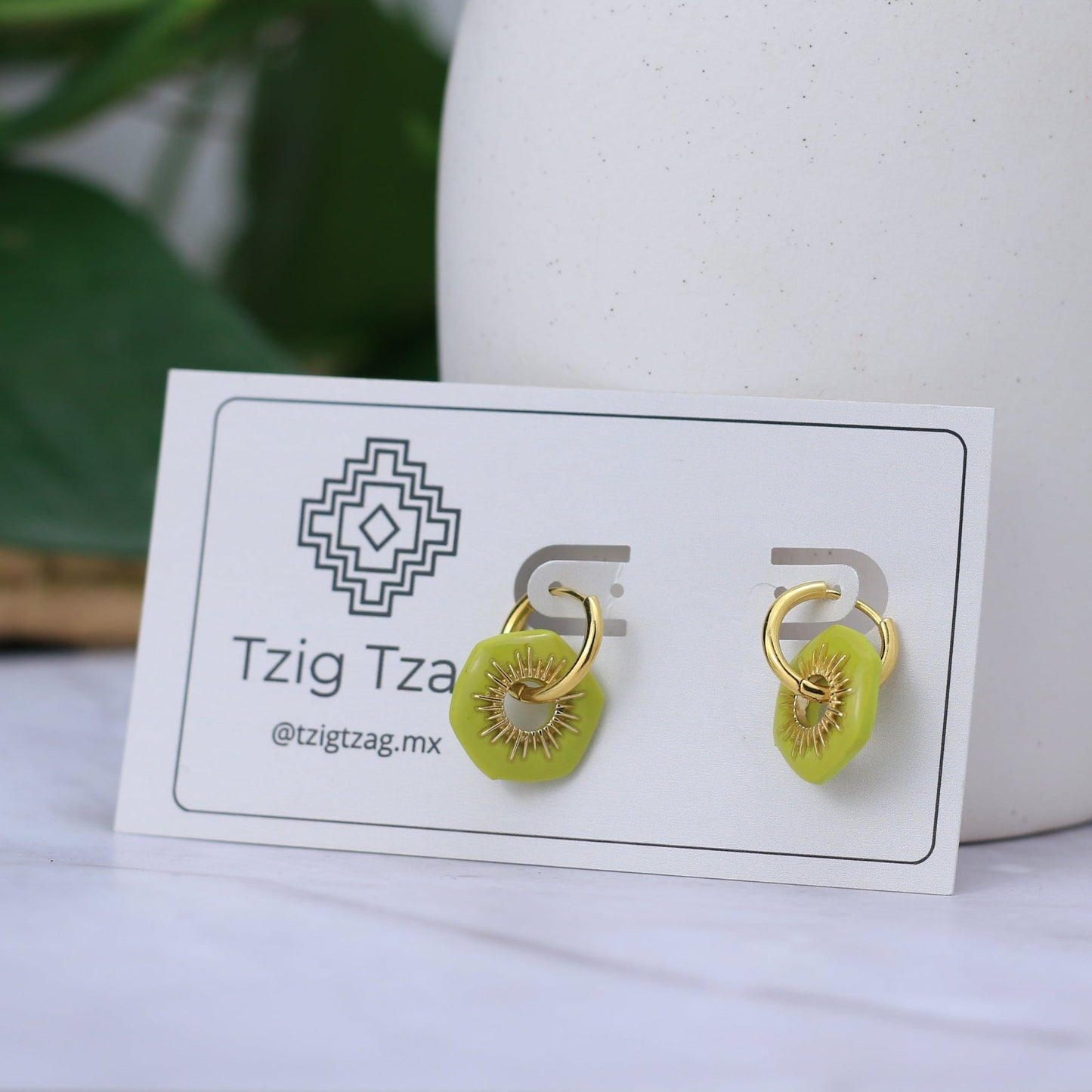 Arracada Apolo - Tzig Tzag Joyería -Color Verde
