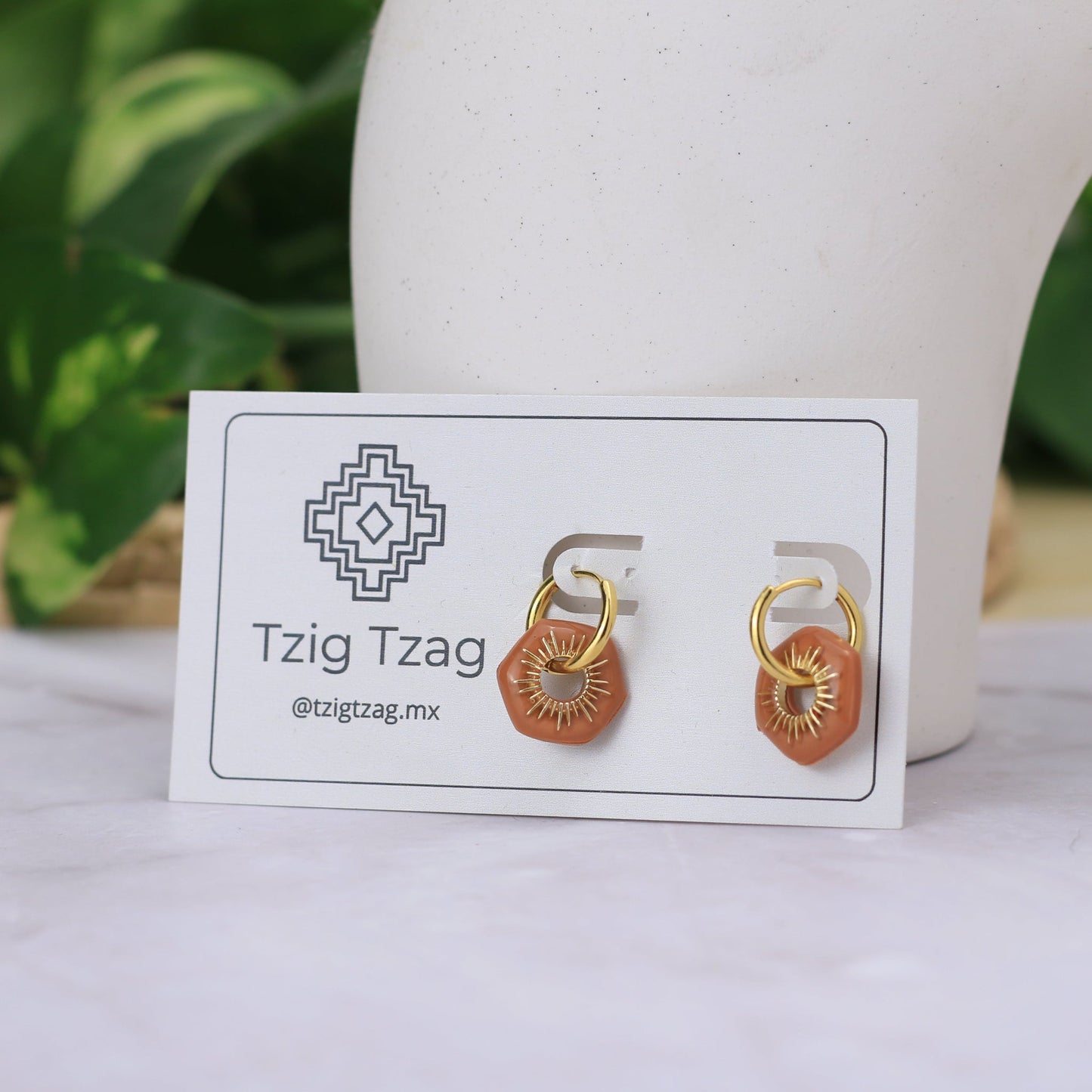 Arracada Apolo - Tzig Tzag Joyería -Color Terracota
