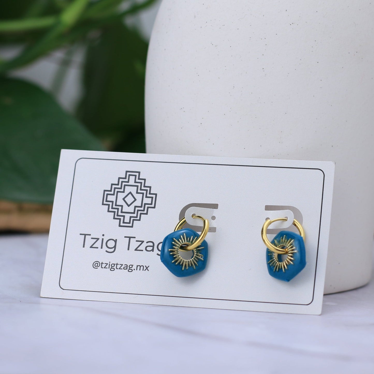 Arracada Apolo - Tzig Tzag Joyería -Color Turquesa