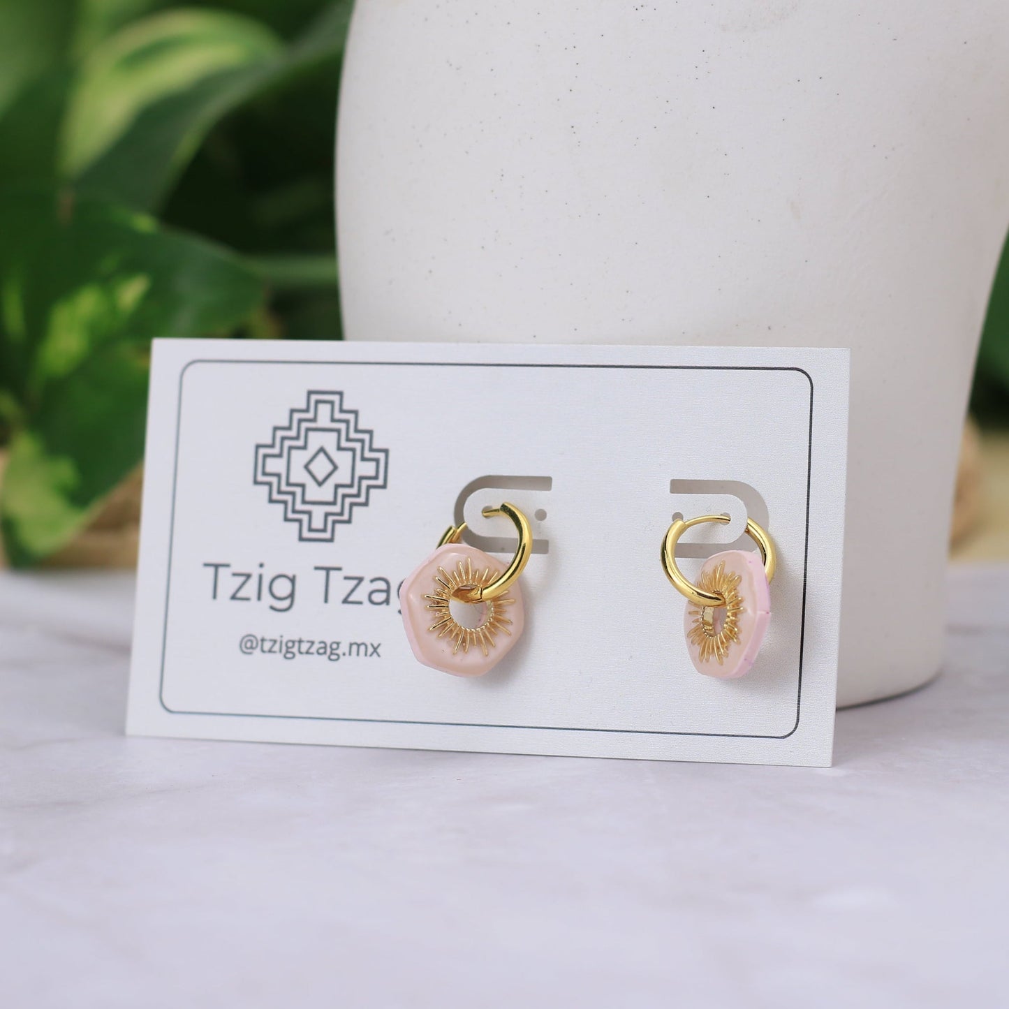 Arracada Apolo - Tzig Tzag Joyería -Color Rosa Claro