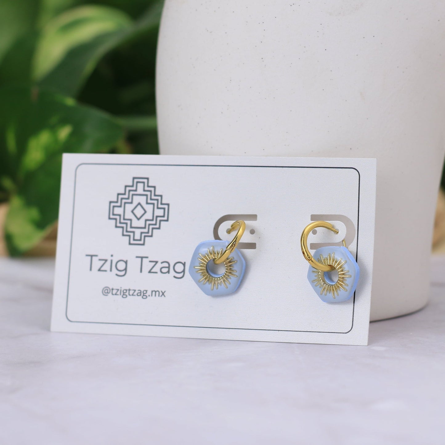Arracada Apolo - Tzig Tzag Joyería -Color Azul Cielo