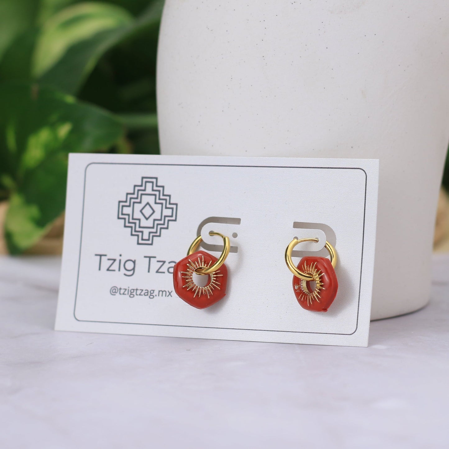 Arracada Apolo - Tzig Tzag Joyería -Color Rojo Vivo
