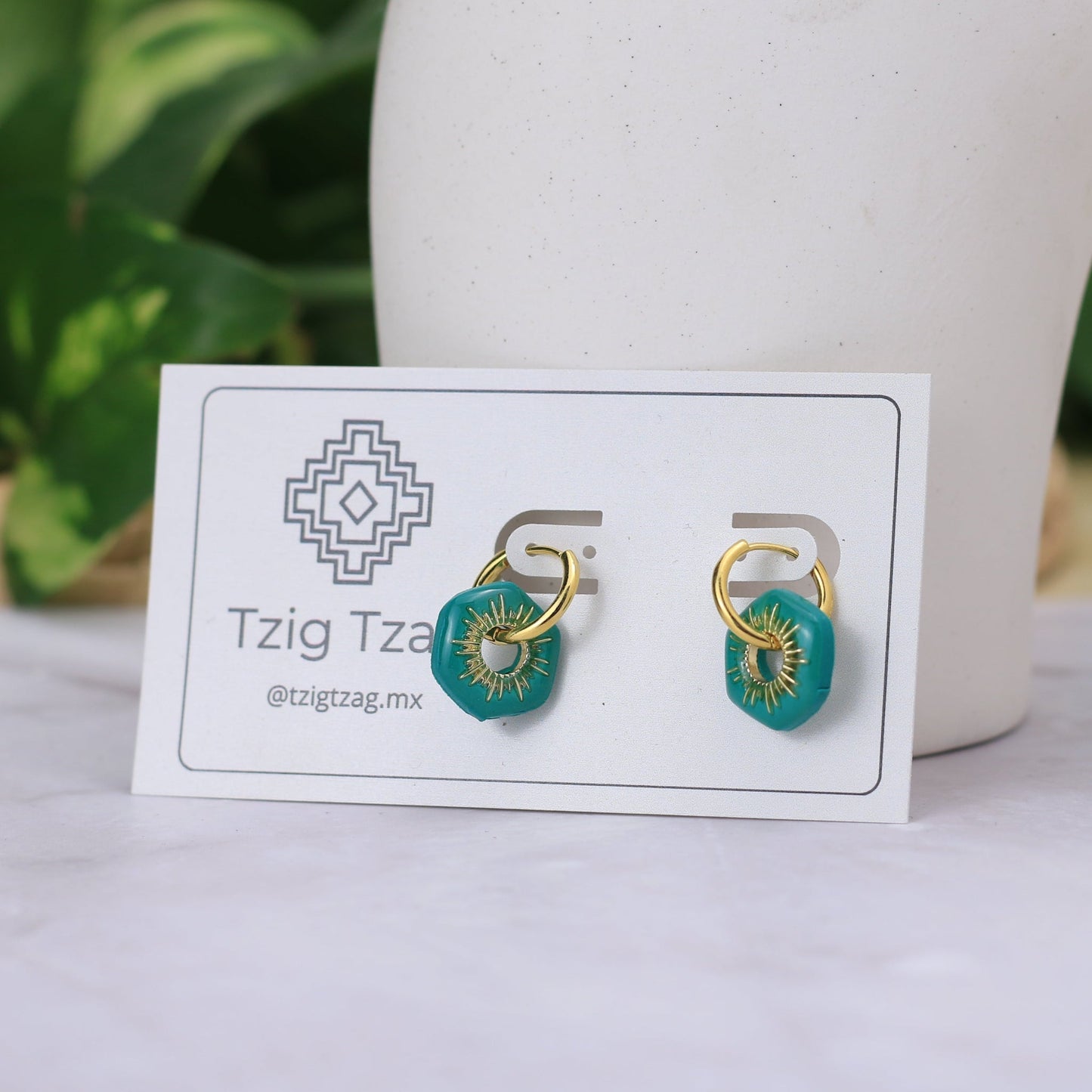 Arracada Apolo - Tzig Tzag Joyería -Color Bosque